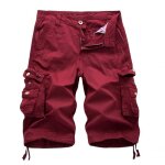 Bermuda cargo homme multi - poches casual �t� fashion short fermeture �clair - bordeaux