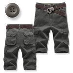 Bermuda cargo homme regular fit multi - poches short coton couleur unie sans ceinture - vert militaire ...