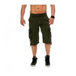 Bermuda homme - jungle - 626 - vert militaire - multipoches - genoux