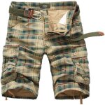 Bermuda homme cargo  carreaux bermuda homme multi - poche - kaki
