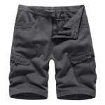 Bermuda homme cargo en coton coupe droite taille standard lastique casual multipoches couleur unie