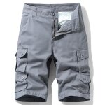 Bermuda homme cargo en coton coupe droite taille standard multipoches sans ceinture