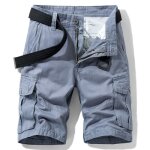 Bermuda homme cargo en coton coupe droite taille standard multipoches sans ceinture - gris