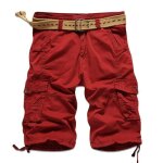 Bermuda homme en coton cargo short homme - rouge