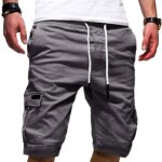 Bermuda homme de marque - gris fonce - taille � cordon de serrage - plusieurs poches