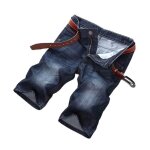 Bermuda homme en jeans casual bermuda coupe droite mode v�tement d�t� - bleu fonc�