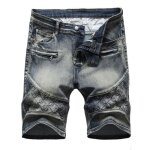 Bermuda homme en jean fashion coupe droite stretch short 5 poches effet usé et délavé - vintage Bermuda homme en jean fashion coupe droite stretch short 5 poches effet usé et délavé - vintage