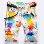 Bermuda homme en jean stretch imprime multi - couleur blanc