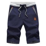Bermuda homme taille elastique casual short ete coupe droite confortable - bleu foncé Bermuda homme taille elastique casual short ete coupe droite confortable - bleu foncé