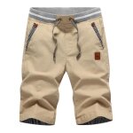 Bermuda homme taille elastique casual short ete coupe droite confortable - kaki