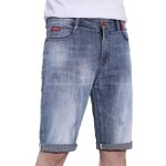 Bermuda en jean coupe droite pour homme 5 poches short ete stretch effet abrasion et dlav - bleu clair ...