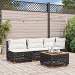 Bestcanapé relax de terrasse - canapé de jardin - avec coussins 3 places noir résine tressée fr8197 Bestcanapé relax de terrasse - canapé de jardin - avec coussins 3 places noir résine tressée fr8197