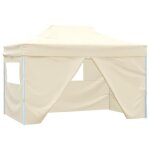 Besttente barnum robuste - tente pliable avec 4 parois - lat�raux 3 x 45 m blanc cr�me fr21768