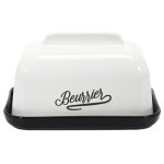 Beurrier - paris prix - brooklyn - céramique - 18cm - blanc & noir Beurrier - paris prix - brooklyn - céramique - 18cm - blanc & noir