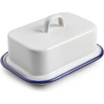 Beurrier - ibili - blanca - acier �maill� vitrifi� - 17x12cm - blanc et bleu