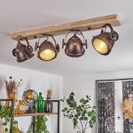 �biati� plafonnier orientable m�tal / bois / verre rouille / marron / naturel ampoule(s) non incluse(s) ...