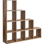 Bibliothque  10 compartiments - vasagle - meuble de rangement en panneau d?agglomr - marron caramel ...