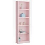 Bibliothque avec 5 tagres coloris rose - 180 cm (hauteur) x 52 cm (longueur) x 25 cm (profondeur)
