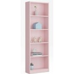 Bibliothque avec 5 tagres coloris rose - dim : h 180 x l 52 x p 25 cm