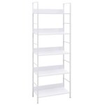 Biblioth�que � 5 niveaux - vidaxl - blanc - agglom�r� - acier - style contemporain - design