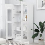 Bibliothque en agglomr - 82. 5 x 30. 5 x 150 cm - armoire  vitrine - avec 1 porte transparente et ...