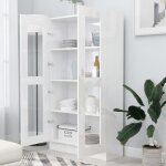 Bibliothque en agglomr - 82. 5 x 30. 5 x 150 cm - armoire  vitrine - avec 1 porte transparente et ...