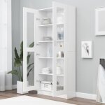 Bibliothque en agglomr - 82. 5 x 30. 5 x 185. 5 cm - armoire  vitrine - avec 1 porte transparente ...