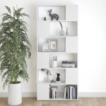 Biblioth�que en agglom�r� - rillbus - 80 x 24 x 186 cm - 6 �tag�res - blanc