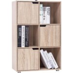 Bibliothque armoire woltu - en mdf - 3 portes 6 compartiments - chne clair