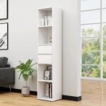 Bibliothque contemporaine blanche avec 4 tagres et 2 tiroirs - tmishion