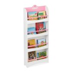 Relaxdays bibliothque enfants hxlxp: 124x505x15 cm 4 tagres mdf range - livres enfants motif cygne ...