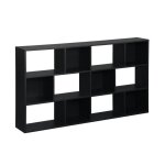 Bibliothque design asymtrique noire. pieter. 3 tagres. 12 compartiments de rangement