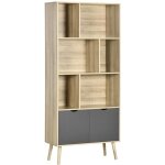 Homcom - biblioth�que - bois - 80x35x180cm - bois naturel