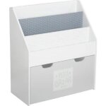 Bibliothque enfant - paris prix - boy - gris - mdf - bac de rangement sur roulettes