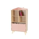 Bibliothque enfant rose 2 portes et 4 tagres