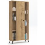 Bibliothque tagre  1 porte coulissante coloris chne dor - hauteur 180 x longueur 80 x profondeur ...