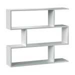 Bibliothque tagre basse 3 niveaux en bois mlamin coloris blanc brillant - longueur 110 x profondeur ...