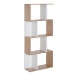 Biblioth�que - homcom - 4 niveaux meuble de rangement forme s �tag�res salon chambre - bois - 60x24x148cm ...