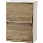 Iris ohyama meuble biblioth�que �tag�re de rangement avec 2 portes chr - 2 marron cendr� l59 x p40. 9 ...