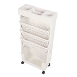 Bibliothque mobile omabeta - 5 niveaux - blanche - matire plastique - avec roulettes