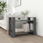Bibliothque - pin - 80x35x565 cm - gris - bois massif - espace de rangement ample