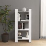 Bibliothque - blanc - 60x35x125 cm - bois massif - meuble de salon - sparateur de pice