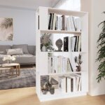Biblioth�que - vidaxl - 80x25x132 cm - bois massif - blanc - design contemporain