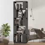 Bibliothque - pin - 51x25x1635 cm - gris - meuble de salon - cloison sparatrice