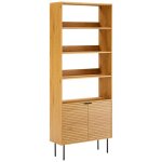 Biblioth�que stinna en bois 4 �tag�res 2 portes 80�30�200 cm - style scandinave