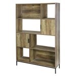 Biblioth�que 2 portes effet noyer joya - naturel