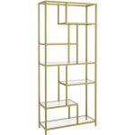 Bibliothèque - vasagle - 6 niveaux - verre trempé - doré métallique Bibliothèque - vasagle - 6 niveaux - verre trempé - doré métallique