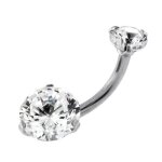 Bijou de nombril v�ritable cz (zircon cubique) sertis sur acier chirurgical
