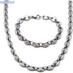 Rgler bijoux homme - maille grain de caf - acier inoxydable - bracelet collier - argent