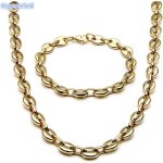 Rgler bijoux homme - maille grain de caf - acier inoxydable - bracelet collier - dor